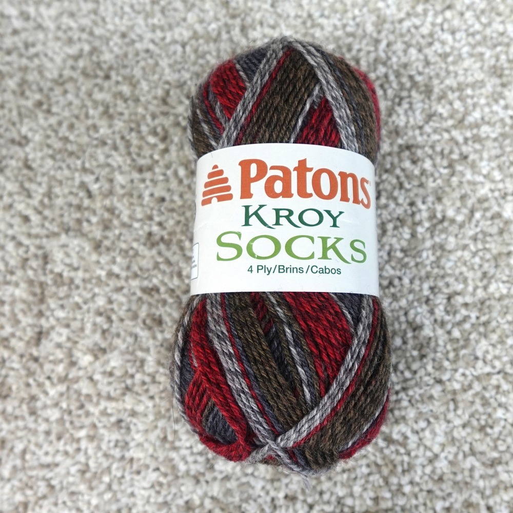 Patons Kroy Socks Yarn Grey Brown Marl 4 Ply Washable Wool Blend 166 Yards
